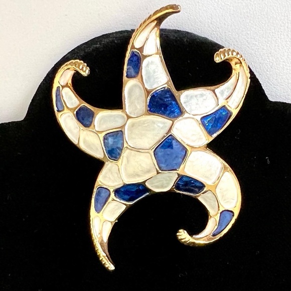 Vintage Boucher Signed Enamel Starfish Brooch - Picture 3 of 8